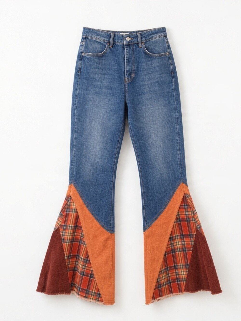 NWT Free People We The Free Flashback Patchwork Flare Blue Denim Jeans sz 29